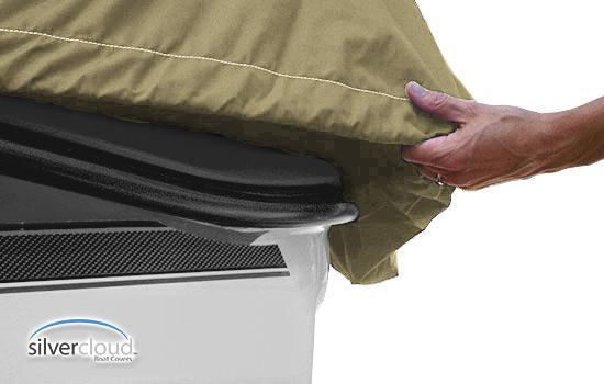 Heavy duty shock cord hem for snug custom-like fit