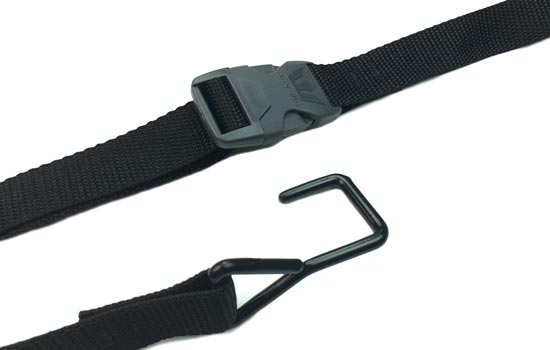 Heavy-duty strap with buckle to attach optional Ridgeline support system to boat or trailer