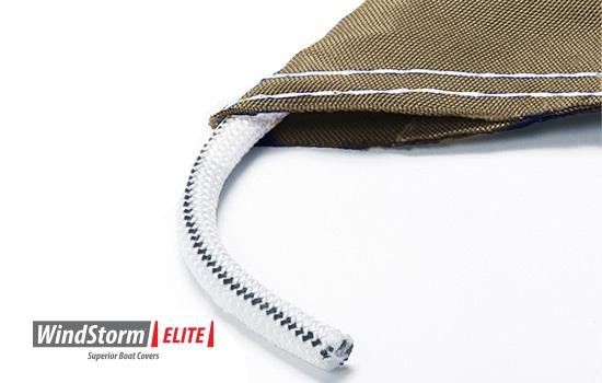 Heavy duty marine grade shock cord sewn into the hem helps keep the boat safe and dry at all times.