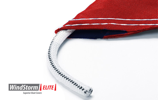 Heavy duty marine grade shock cord sewn into the hem helps keep the boat safe and dry at all times.