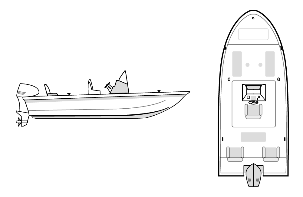 BAY BOAT - Rounded Bow, Center Console, Low or No Bow Rails 