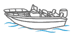 BAY BOAT - Rounded Bow, Center Console, High Bow Rails (up to 24")	