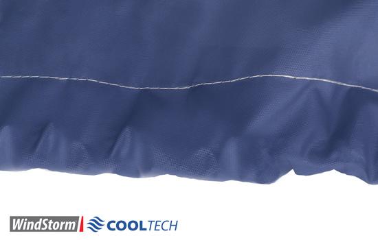 A heavy-duty military grade shock cord hem for a precision tailored fit without raw edges